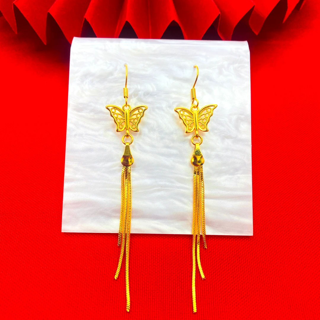 铜合金耳饰 【蝴蝶流苏耳环】首饰品女款百搭简约优雅时尚网红耳环