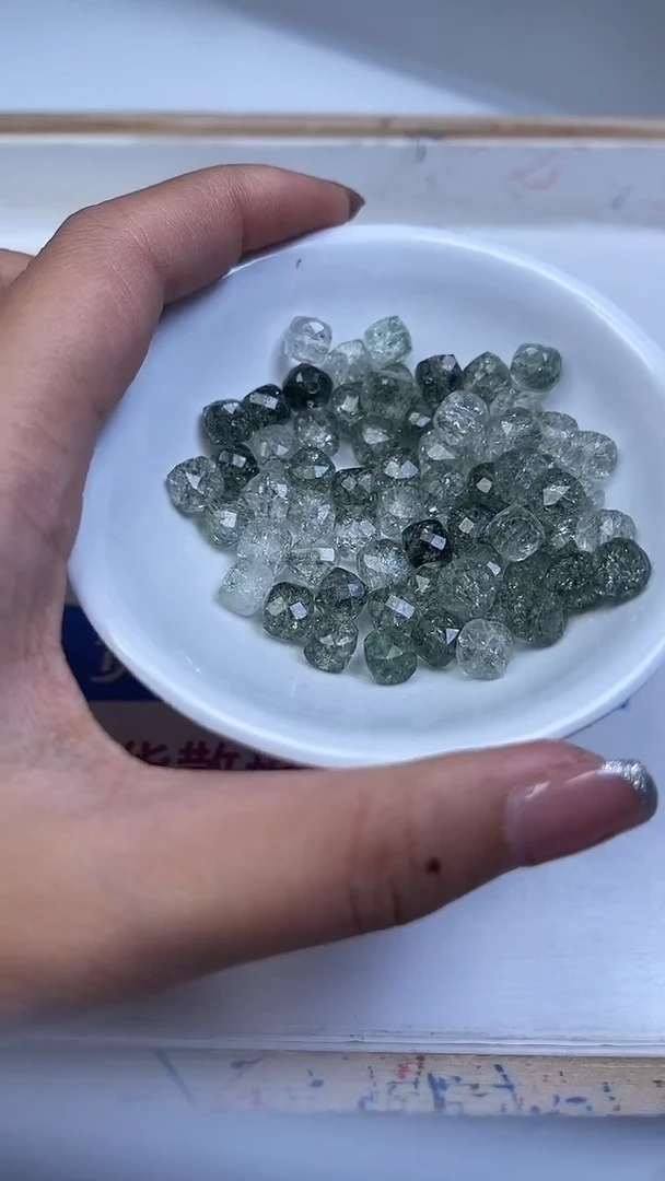 未镶嵌珠宝半成品水晶D18 绿幽灵方糖8mm10个8元
