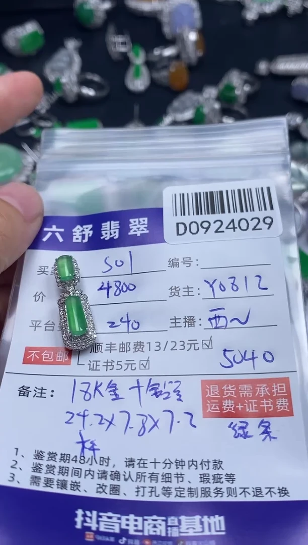 吊坠(不含链)18K金镶嵌翡翠S***️D0924029