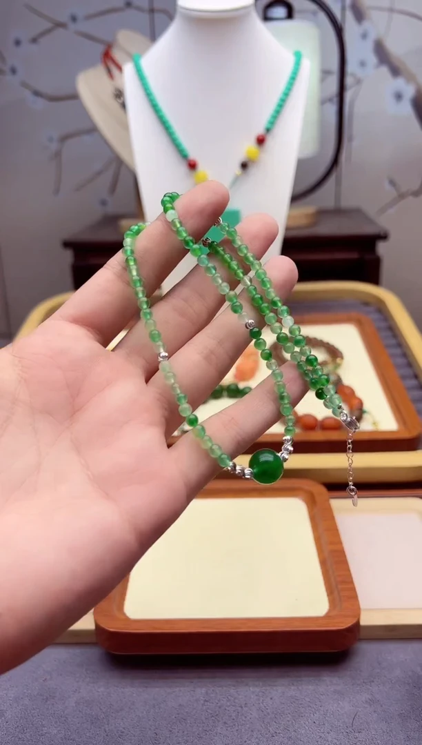 翡翠银S925镶嵌颈饰X57