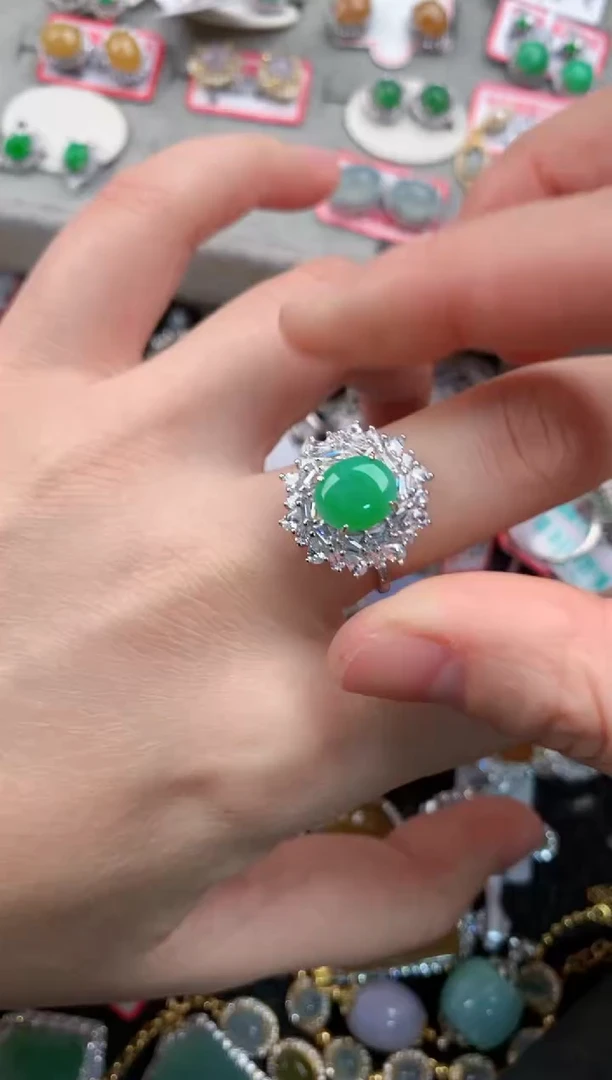 银S925镶嵌戒指翡翠11-11---6