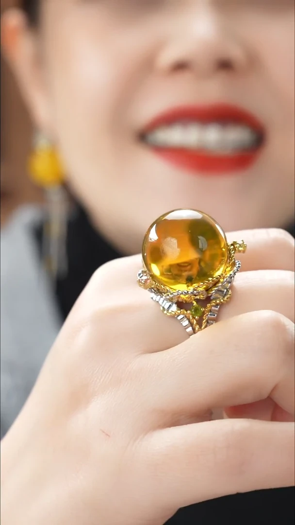 琥珀颈饰未镶嵌精品墨西哥圆珠戒指