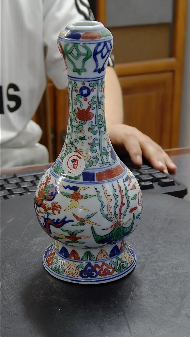 其他五彩龙凤纹蒜头瓶#5035#