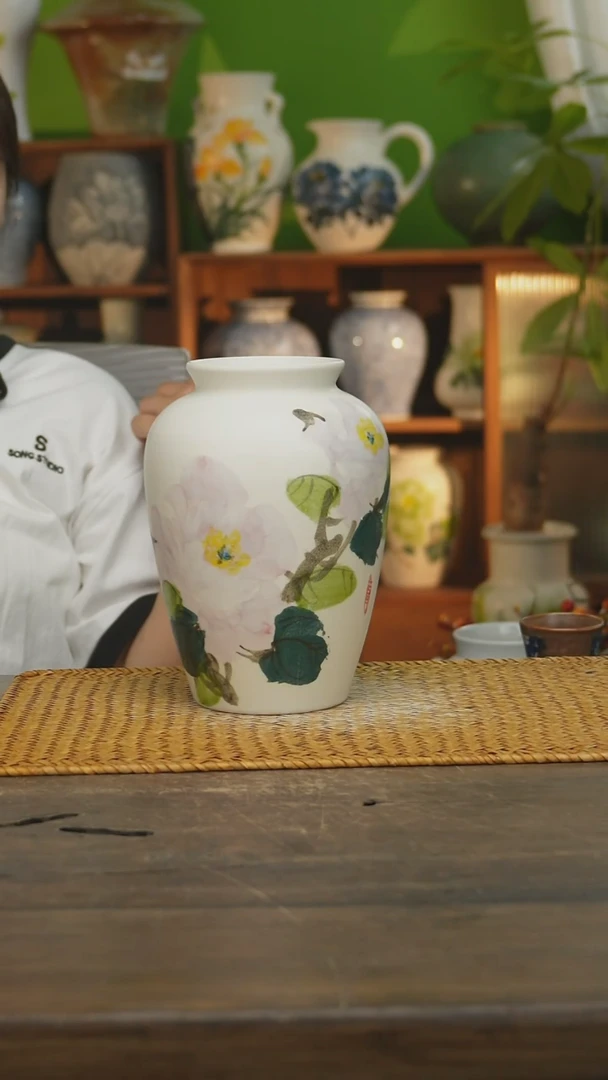 瓷片景德镇纯手工手绘花器摆件