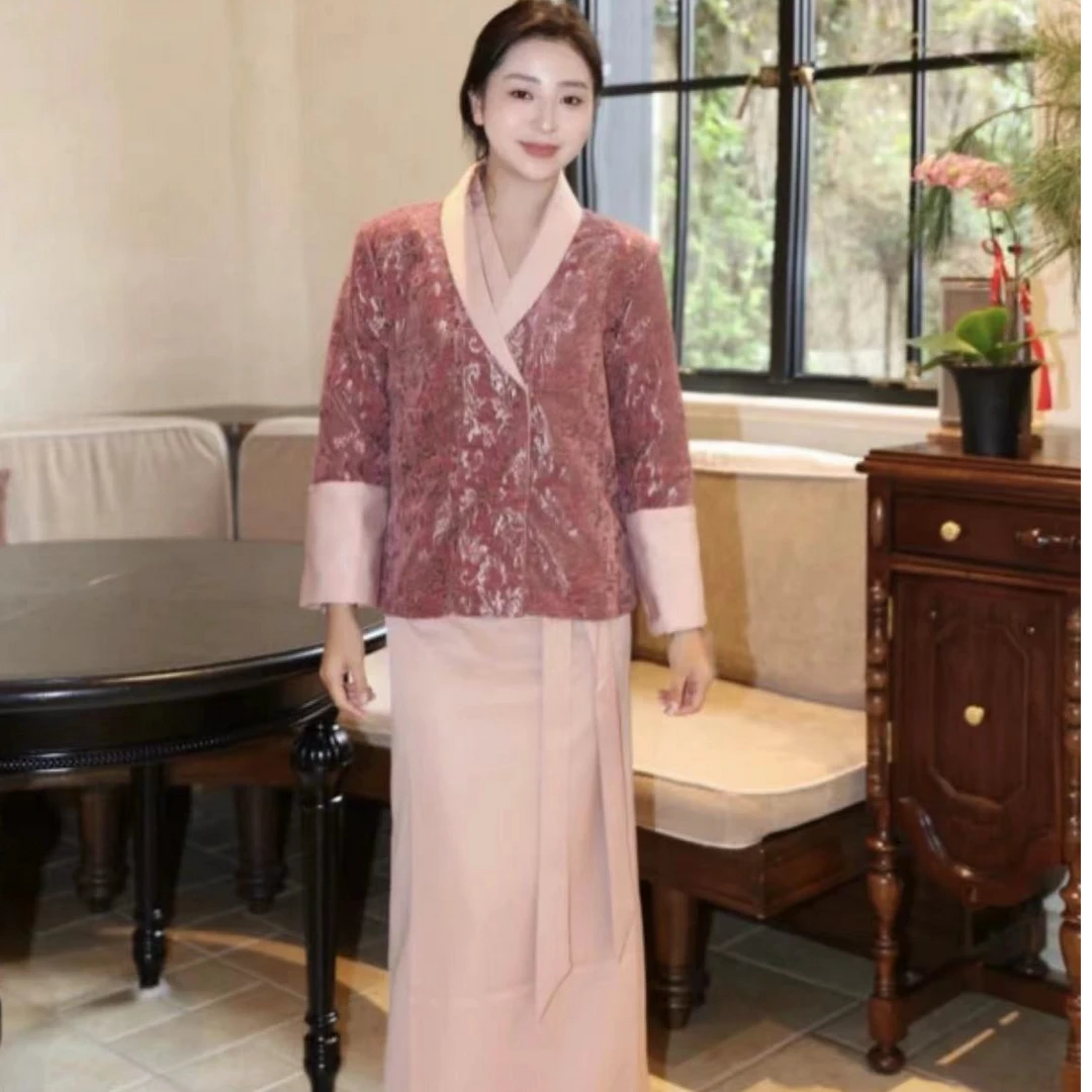 新款女生藏装西藏服＋外套两件套女款博拉裙套装民族服饰