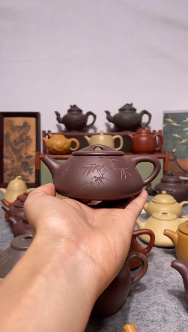 茶壶紫砂杂质五号井底槽青景州石瓢230cc
