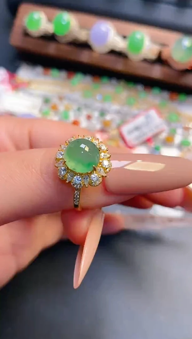 银S925镶嵌戒指翡翠天然