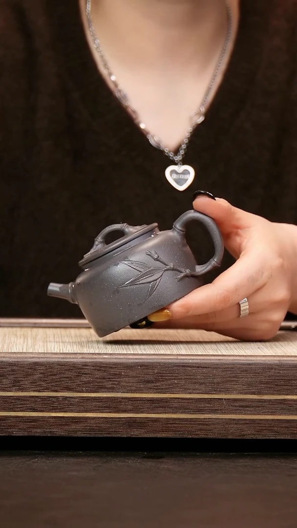 茶壶紫砂呀*天青泥 竹段壶