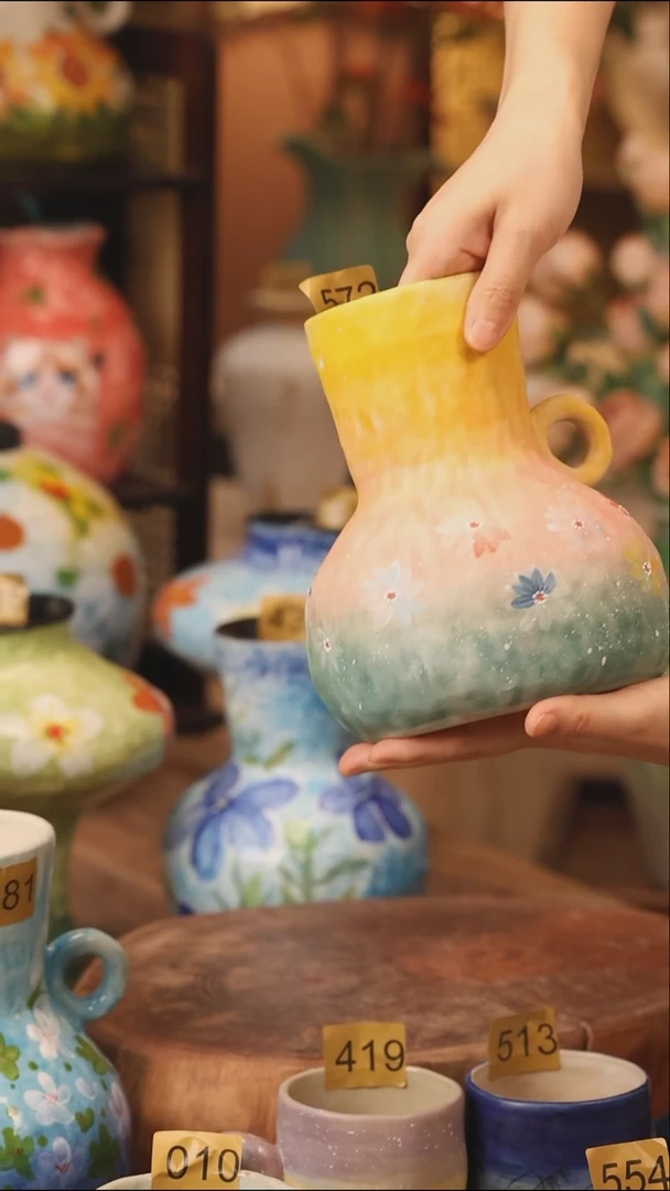 陶瓷572景德镇设计师手作花器摆件侘寂风