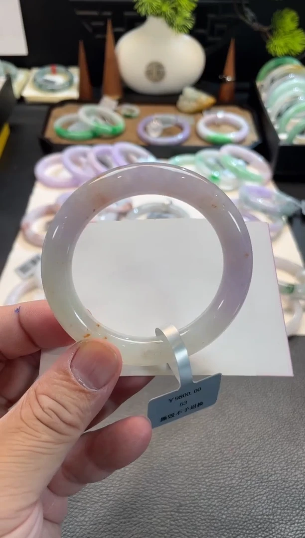 未镶嵌手镯翡翠61号链接 53圆条 有纹裂