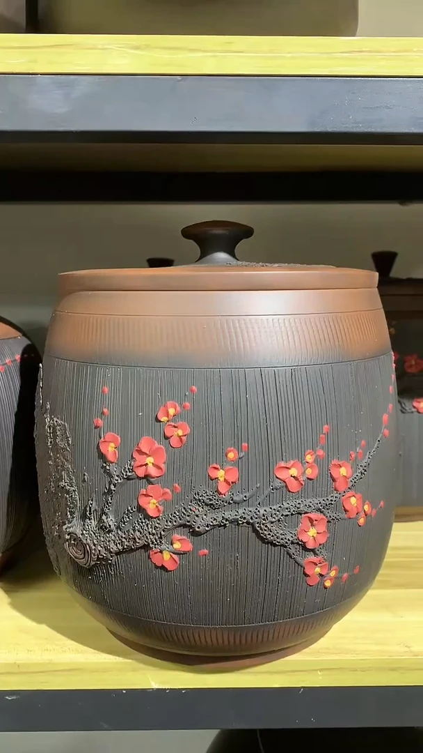 梅花根艺茶罐