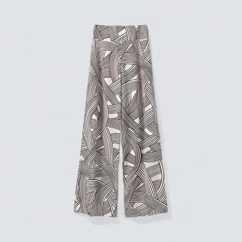 KS丨LI25夏新款女装复古设计感几何条纹直筒裤休闲裤C5247