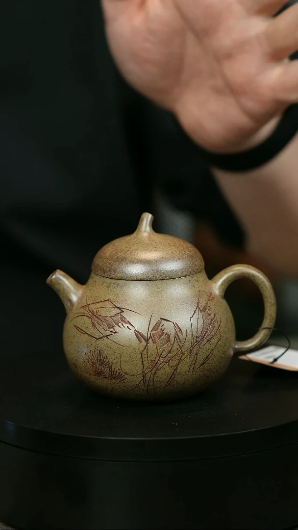 茶壶紫砂华**混H2235李琴段泥柴烧虾趣茄瓜