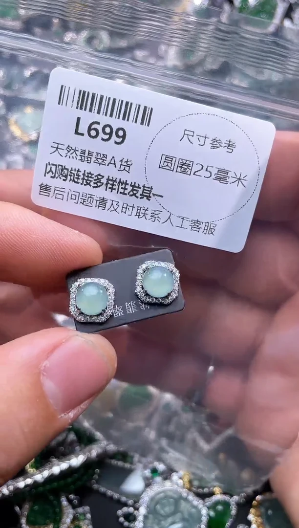 【闪购商品】翡翠颈饰未镶嵌L699耳钉