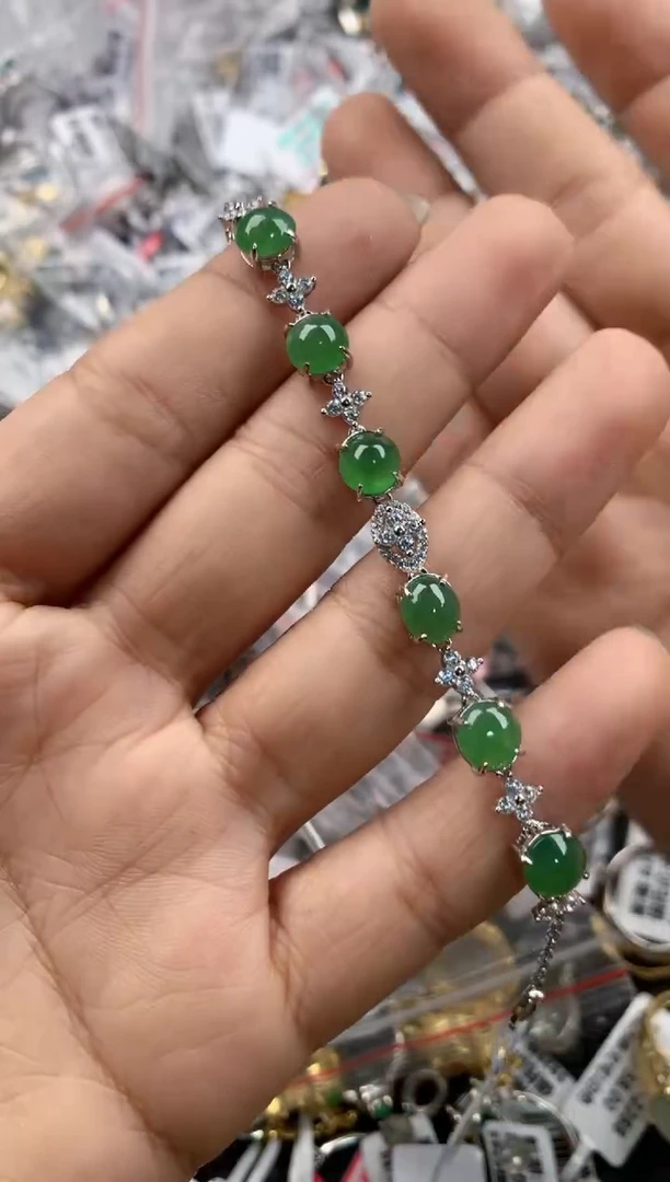 银S925镶嵌戒指翡翠3333----4
