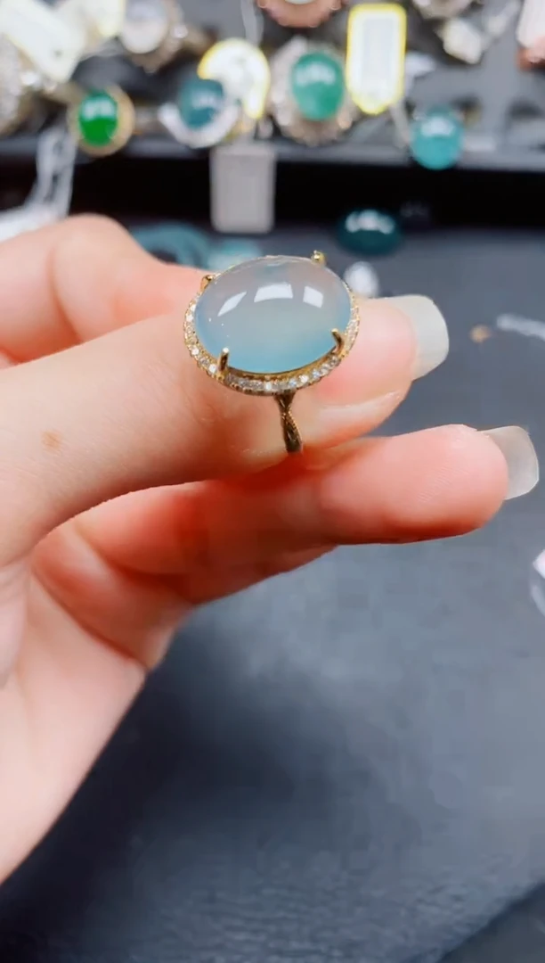 银S925镶嵌戒指翡翠翡翠