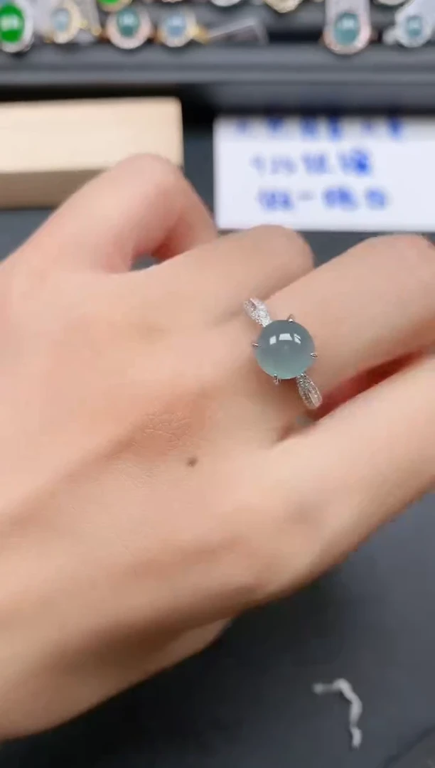 银S925镶嵌戒指翡翠1