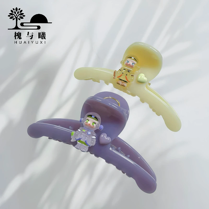 槐与曦|童趣 卡通少女质感亚克力抓夹发夹鲨鱼夹甜美可爱肉嘟嘟