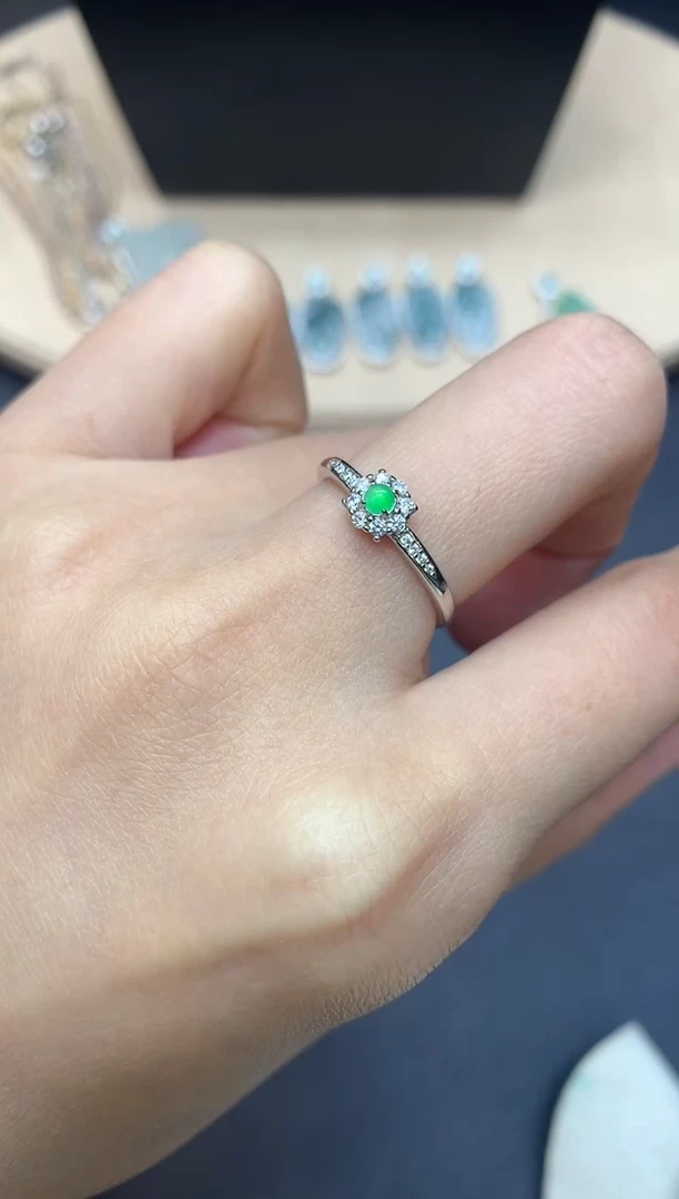 【闪购商品】翡翠戒指银S925镶嵌蛋面【多样性发其一】