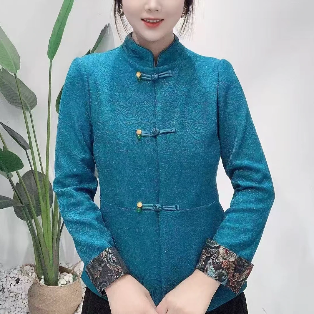 新款中国风复古加绒绣花旗袍衫网红