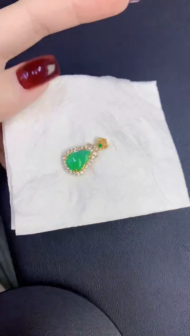 颈饰银S925镶嵌翡翠缅甸天然翡翠A货