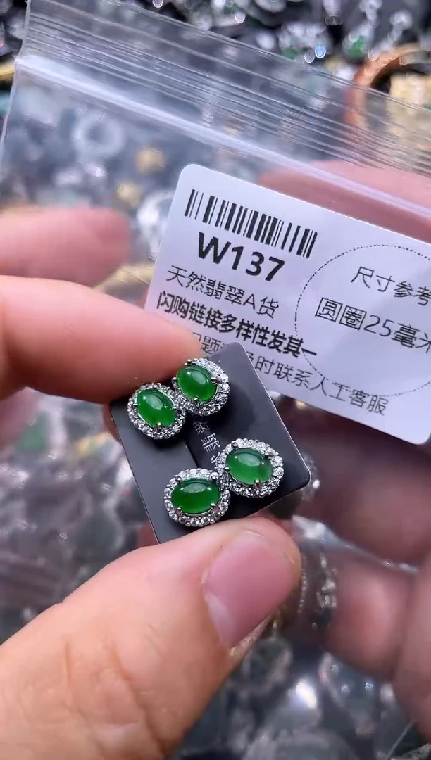 【闪购商品】翡翠颈饰未镶嵌W137耳钉 多样性发其一