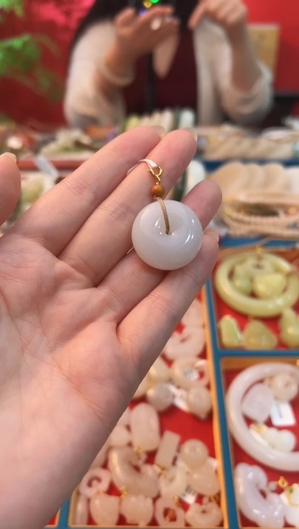 【闪购商品】和田玉吊坠未镶嵌白玉平安扣25mm