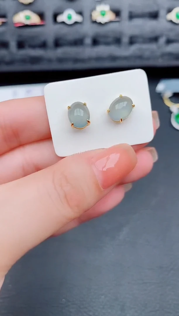翡翠银S925镶嵌耳饰天然a货翡翠143
