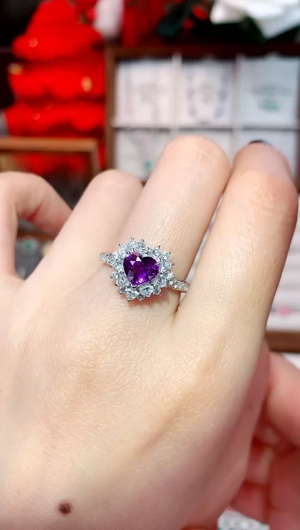 戒指彩色蓝宝石18K金镶嵌1.11ct/天然宝石/七天无理由