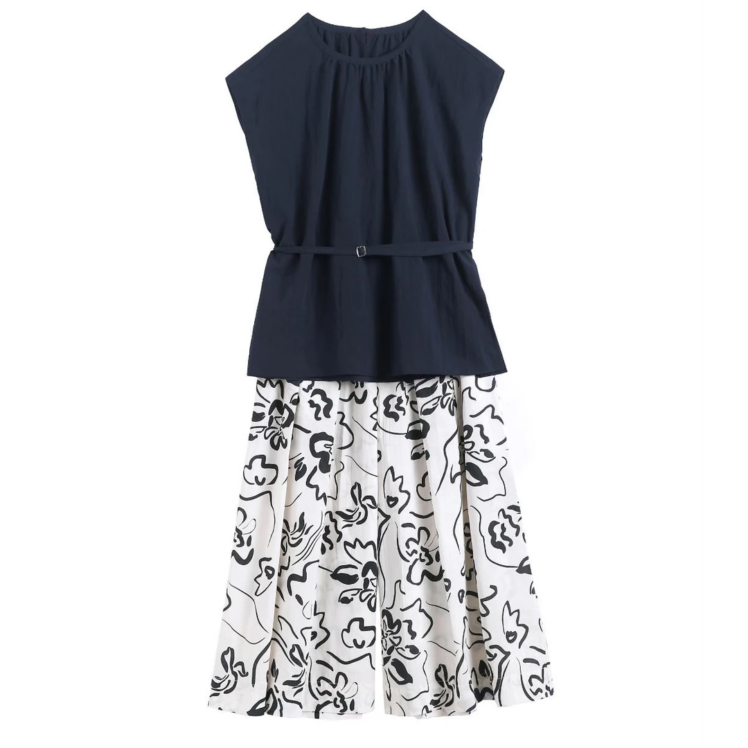 【清仓】巨好看!2025夏季新款复古设计感上衣阔腿裤两件套GJ2552