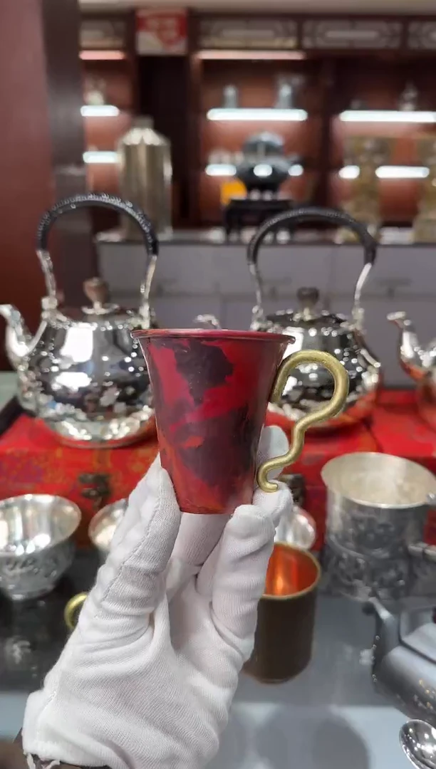 紫铜精工手工黄铜把手主人杯