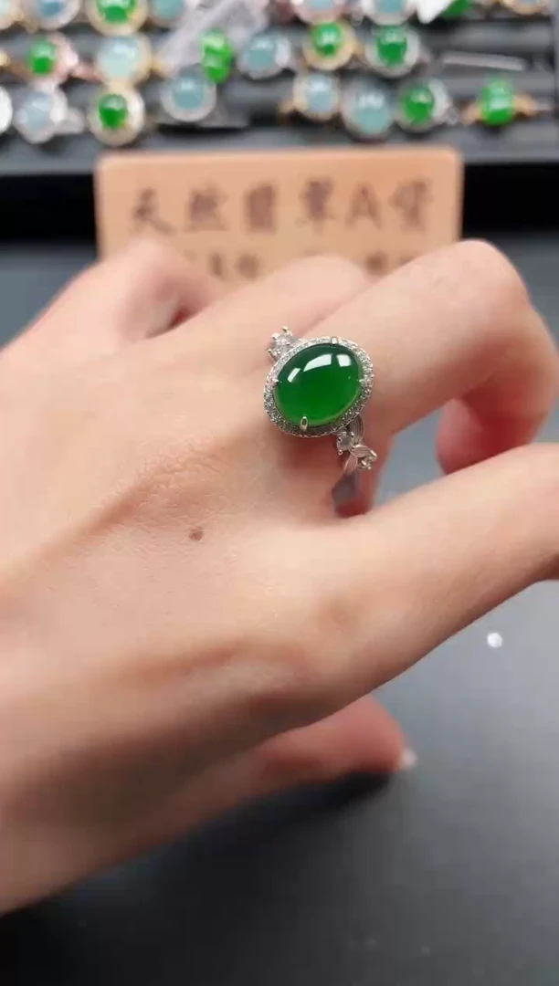 银S925镶嵌戒指翡翠11