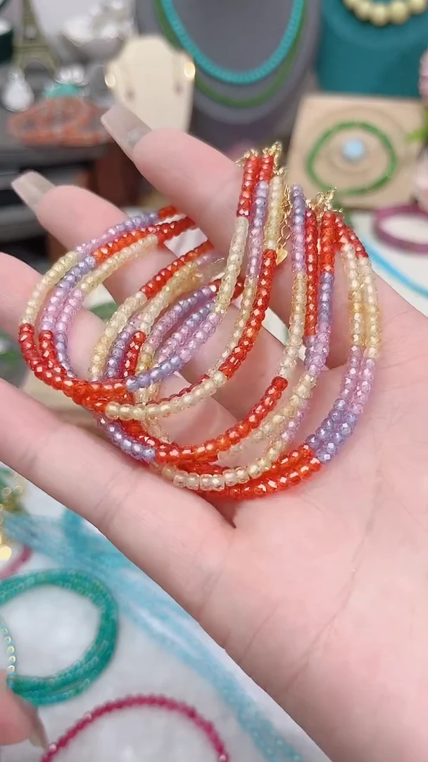 彩色蓝宝石手链银S925镶嵌顺色彩13.14