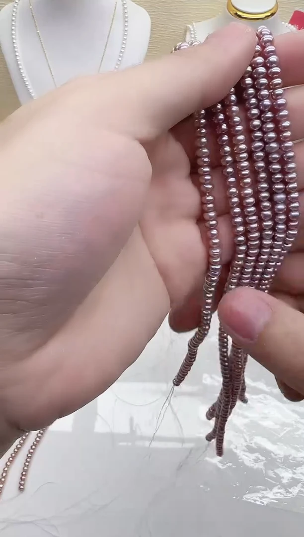 未镶嵌半成品项链淡水珍珠浅紫色馒头珠4-5mm