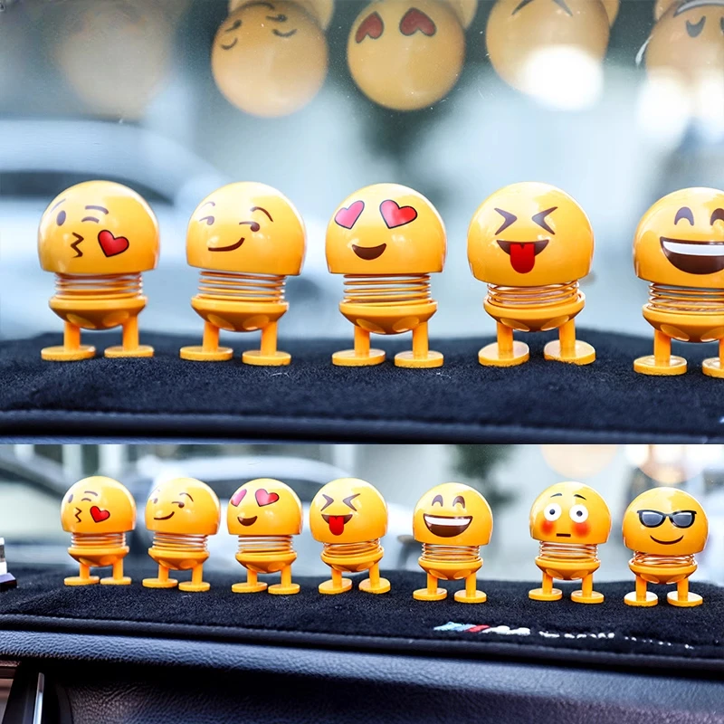 玩具公仔同款弹簧摇头小黄人公仔笑脸表情包摇头晃脑