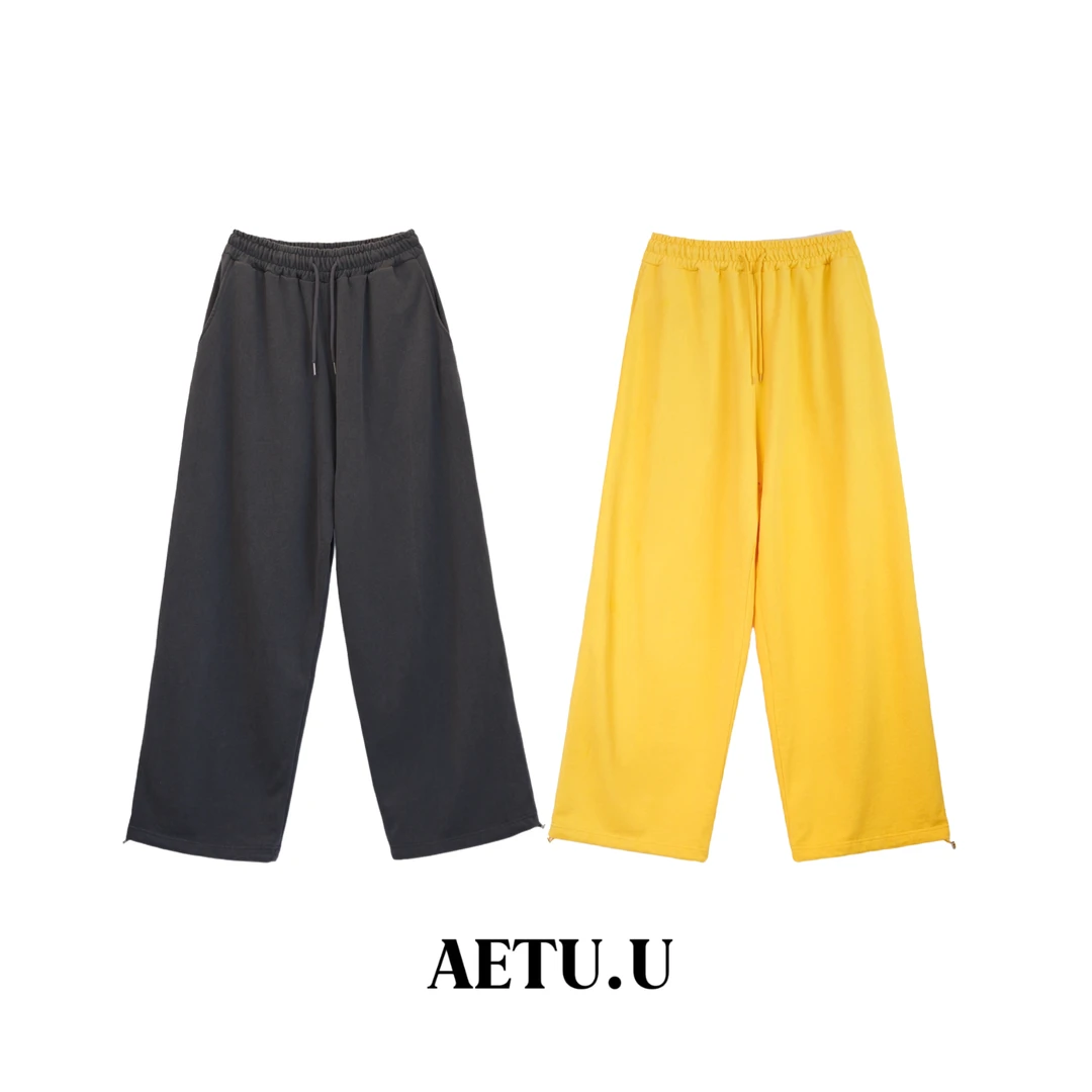 【AETUU】宽松阔腿休闲裤松紧腰运动百搭松弛可束脚卫裤