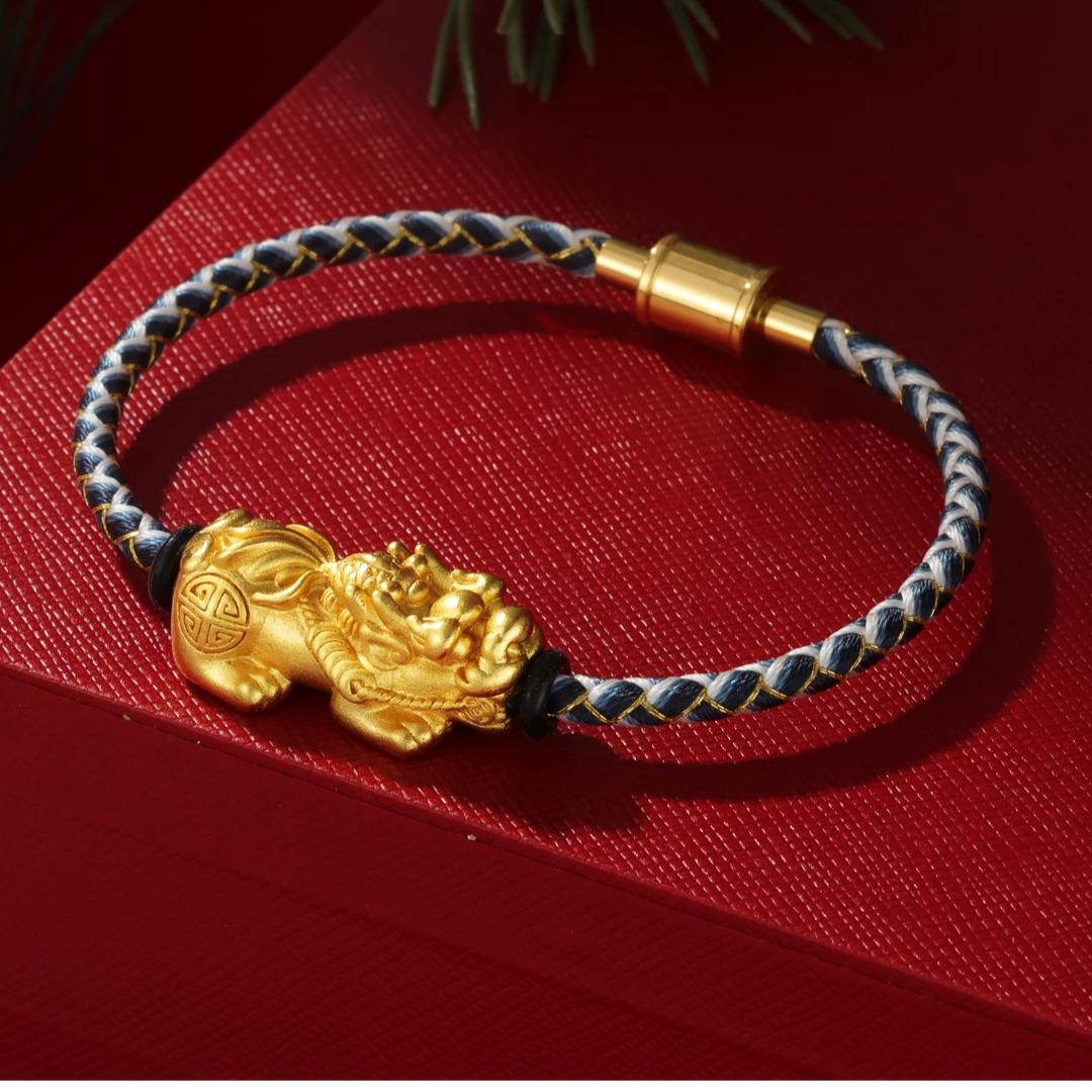合金皮质手链 貔貅红绳手链纳财十二生肖小众情侣皮绳可穿珠马兔