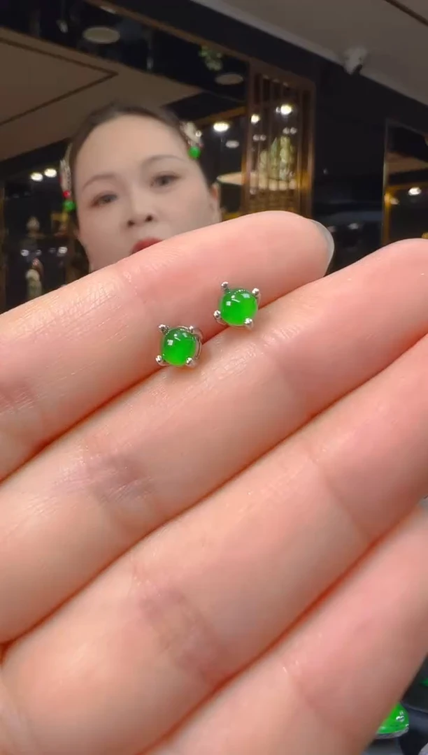 翡翠银S925镶嵌耳饰018（多样性发其一）