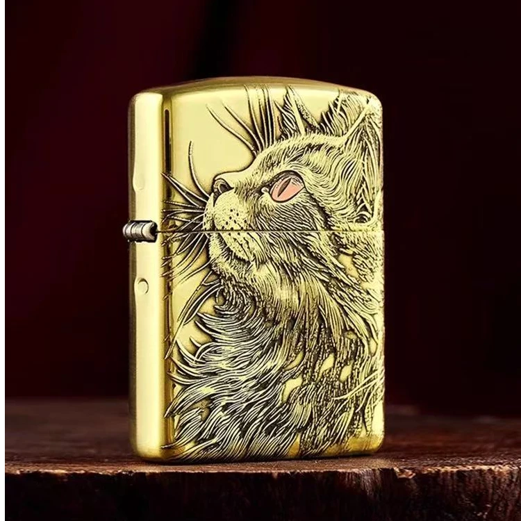 zippo打火机正版 仰望月亮猫浮雕 送男友DYJ1