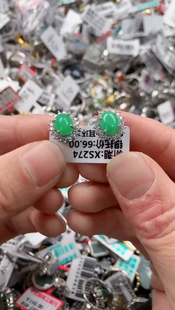 银S925镶嵌戒指翡翠222           6