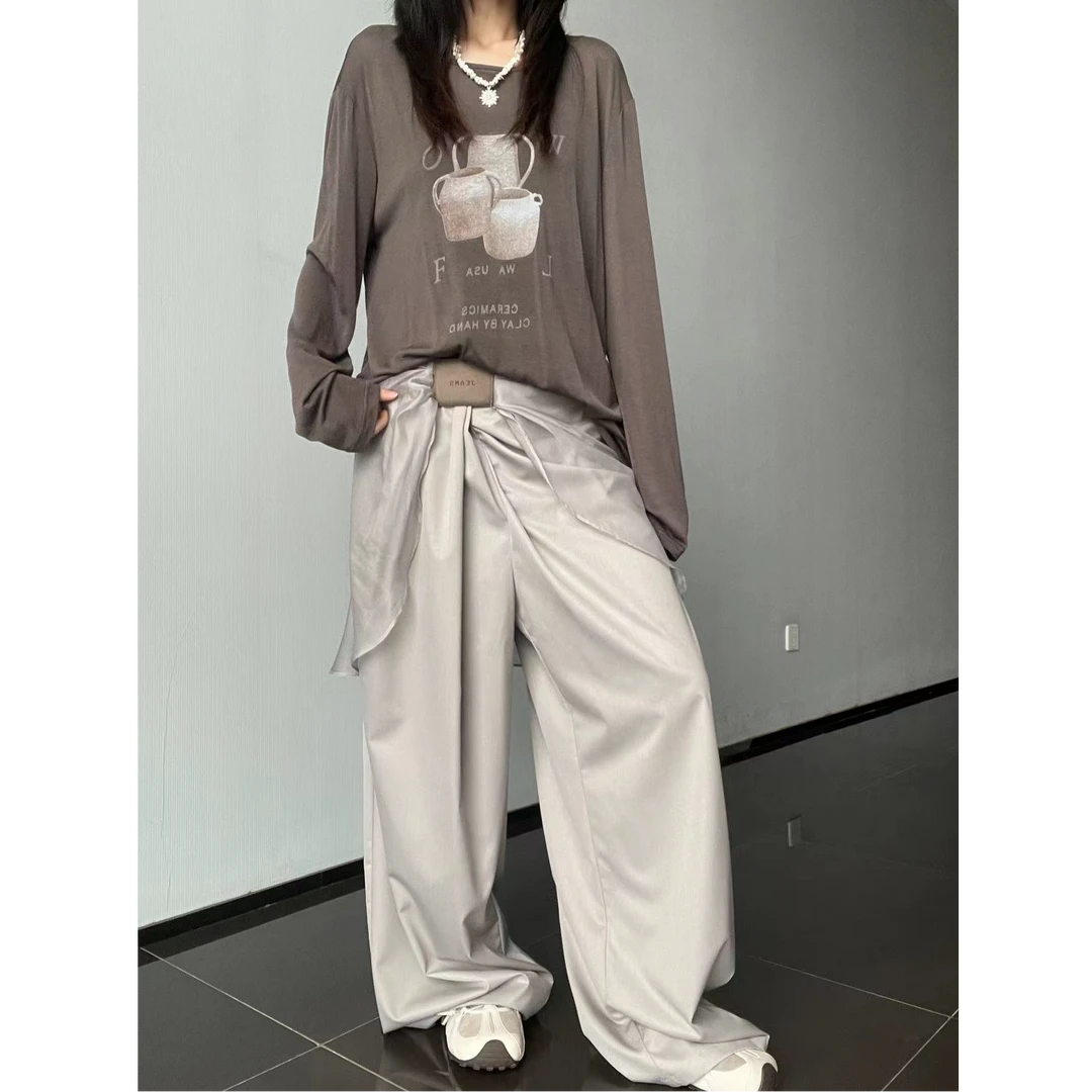 小众款抗皱丝皮标屁帘休闲裤