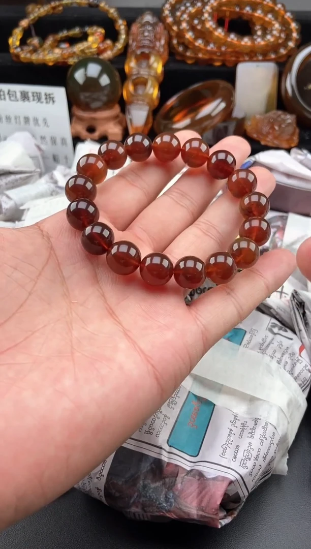 【闪购商品】琥珀手链未镶嵌棕红珀手串