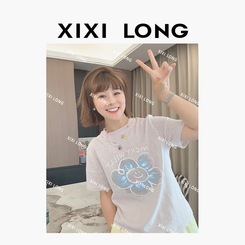 大喜 “粉色花海”25夏季新款时尚休闲百搭舒适小花朵短袖T恤  F055