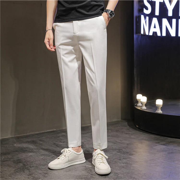 猎撒春秋韩版修身垂感小脚西装裤商务休闲纯色弹力百搭长裤休闲裤