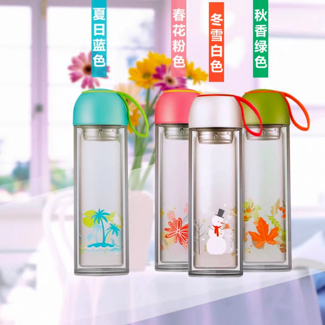 玲姐定制-双层耐热玻璃350ML拆卸茶网学生白领泡茶杯06514