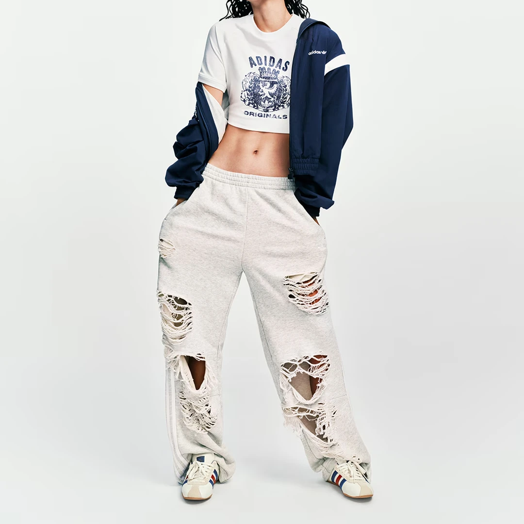 adidas/阿迪达斯三叶草DISTRESSED JOGGER 夏季纯棉运动裤KC8822