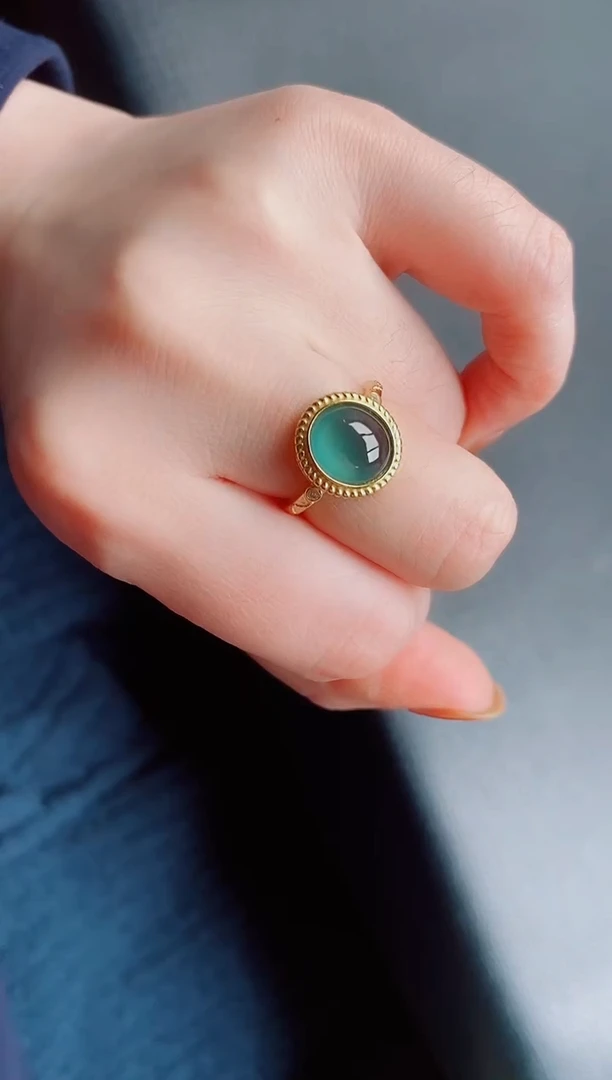 【闪购商品】翡翠戒指银S925镶嵌天然a货翡翠34