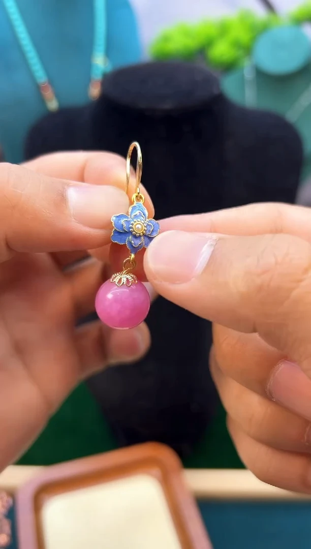 翡翠14K金镶嵌耳饰E182