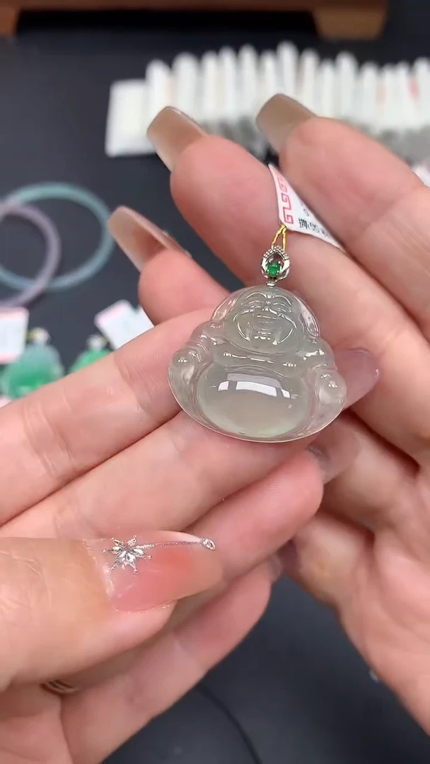 翡翠18K金镶嵌吊坠(不含链)MS190842