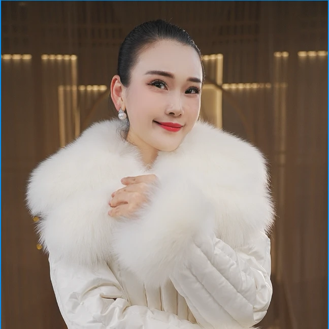 白羽 | 鹅绒服法式翻领秋冬欧美风时尚修身落肩袖长袖长款